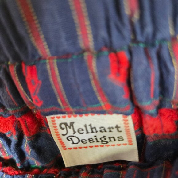 Melhart Designs Plaid Skirt M L | Vintage 80s Red Blue Academia Coquette Preppy - Picture 5 of 6